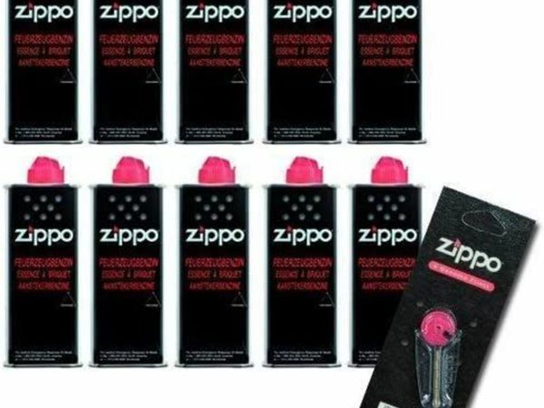 Zippo Lighter Fuel Set of 10 x Petrol Original Petrol 125 ml Each | 1 x 6 Flint