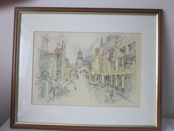 Watercolour Framed Print “The Eastgate Chester” Limited Edition By Kevin Sparrow