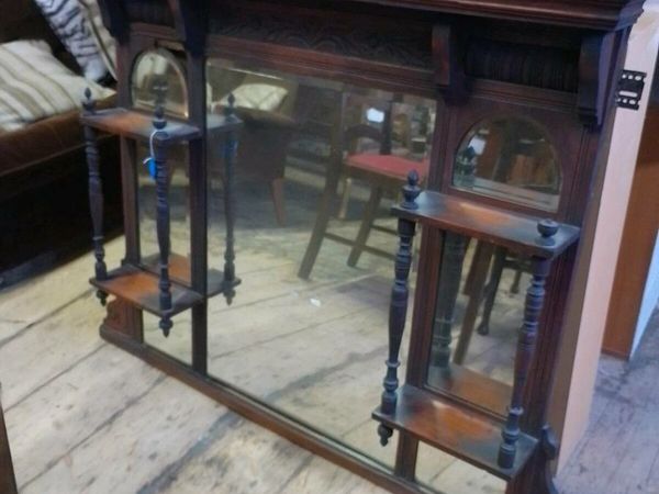 Victorian Mahogany Over Mantle Mirror