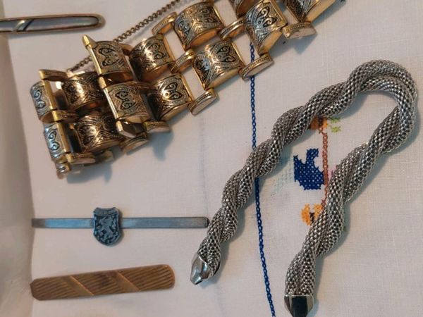 Vintage bracelets and tie pins