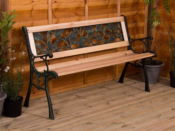 Garden Vida Garden Bench, Rose Style Design 3 Seater