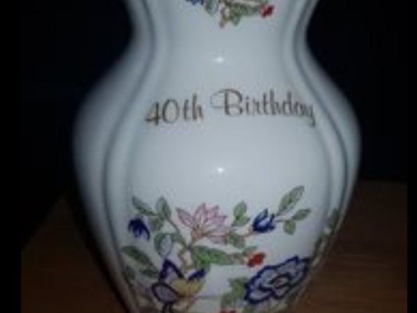 Aynsley Cottage Garden Vase With 40th Birthday