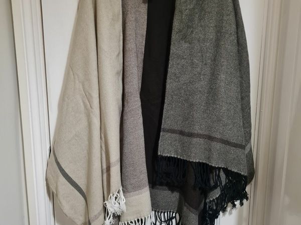 Large wool cashmere shawl throw Scarf