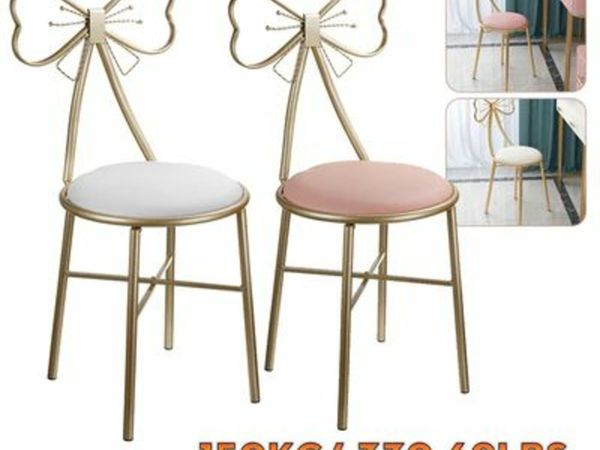 1PCS NORDIC DRESSING TABLE STOOL PU LEATHER/VELVET CHAIR NAIL SALON STOOL MAKEUP VANITY CHAIR CAFE BAR BUTTERFLY LOUNGE CHAIR