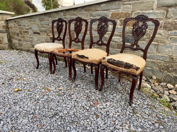 Superb Set of 4 Victorian Mahogany Dining Chairs