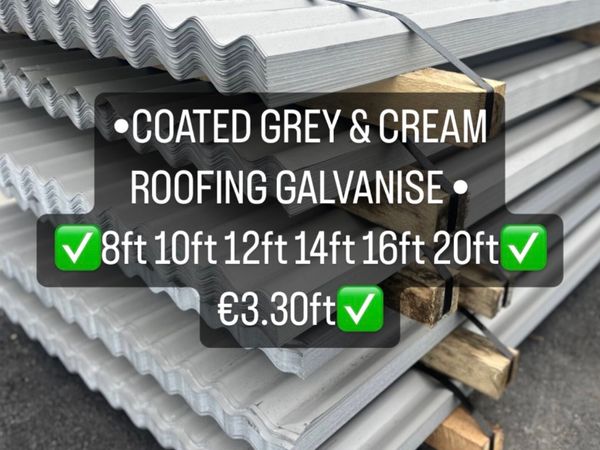 Coated roof sheeting €3.30ft delivered nationwide🚛
