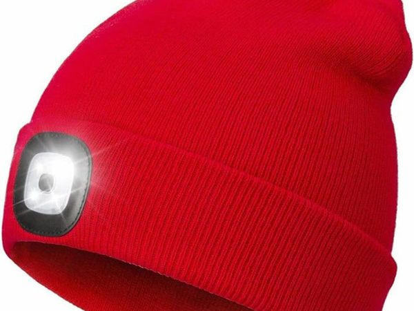 Unisex 4 LED Headlamp Beanie Cap Men'S Gift，3 Brig