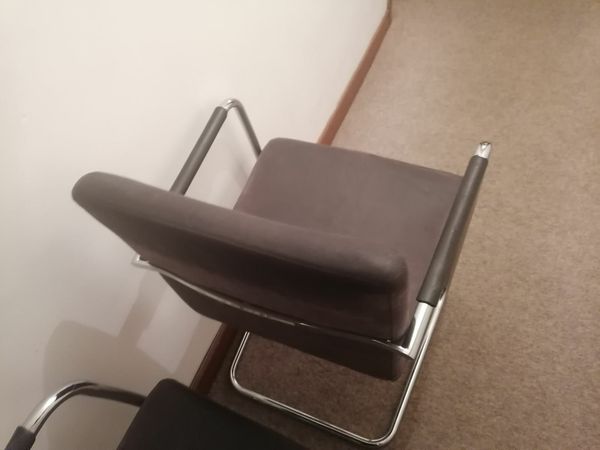 2(two)cantliver velvet gray office chairs xshowroom