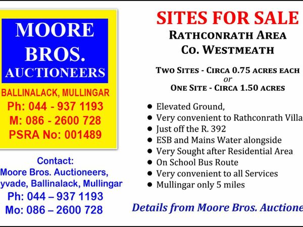 Sites for Sale Rathconrath Village, Co. Westmeath