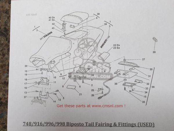 Ducati 748/916/996/998 Biposto Tail Fairing & Fittings (USED)