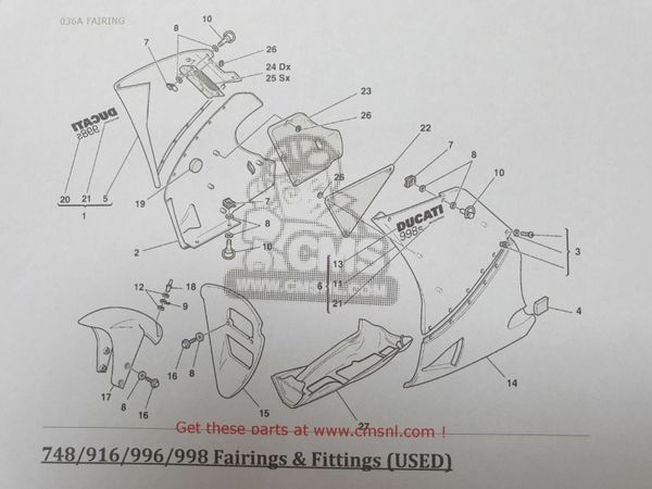 Ducati 748/916/996/998 Fairings, Mudguard & Fittings