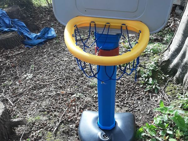 Plastic adjustable basketball hoop