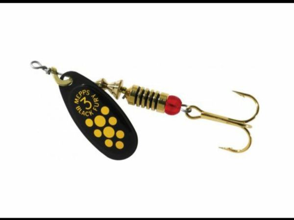 Mepps Black Fury Spinner Black with Yellow Dots