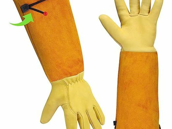 Gardening Gifts for Women/ Men - Heavy Duty Thorn Proof, Rose Pruning Gloves Gardening Tools Mens Ladies Gardening Gifts Long Leather Gauntlet Gloves