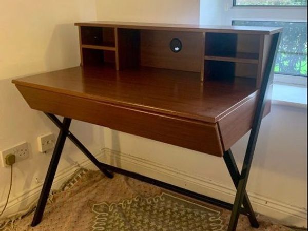Home Office/ Student Wood Desk w/ Two Drawers & Monitor Shelf