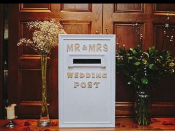 Handcrafted wedding post box for hire.