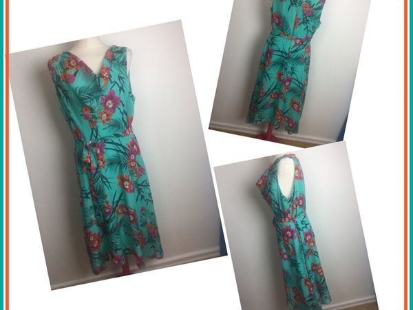 Dorothy Perkins green floral midi dress size 18
