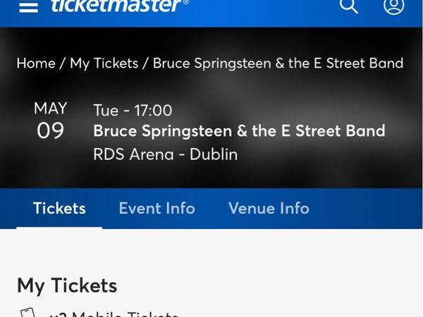 2 standing tickets for Bruce Springsteen