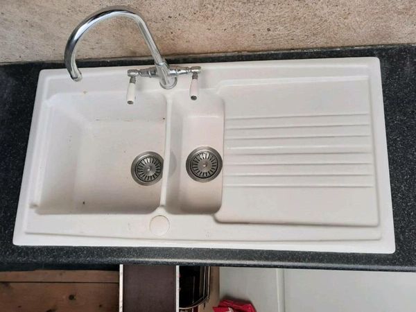 White Kitchen Sink, Tap & Counter top