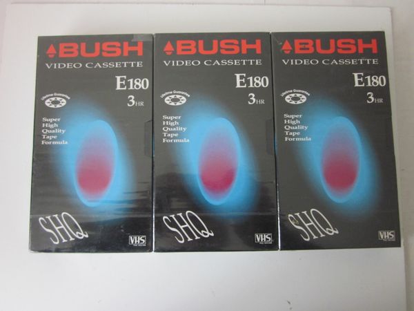 Three New Bush VHS  video tape cassette E180 3 hours hrs.
