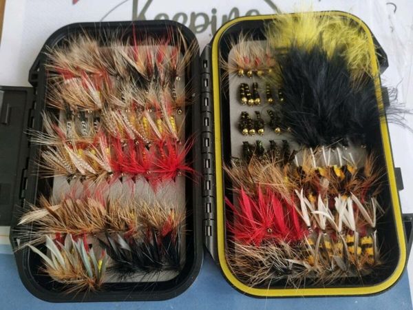 115 fly fishing flies in a waterproof box new