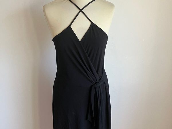 Black wrap dress with spaghetti straps