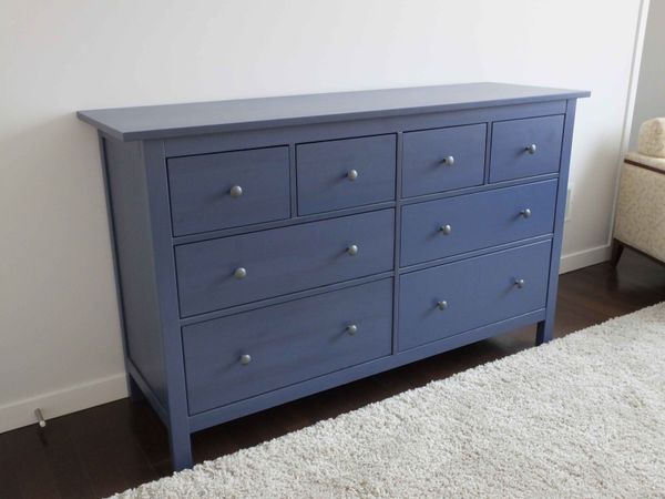 Extra large blue wooden chest of drawer
