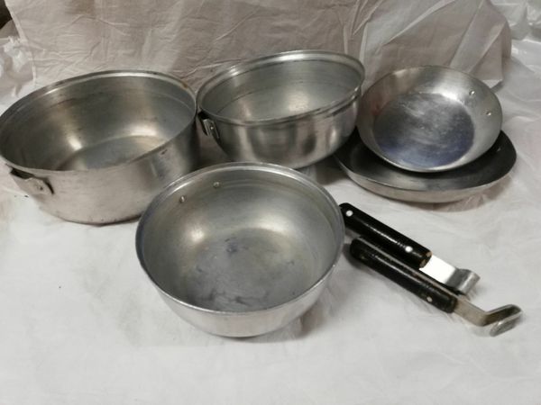 Vintage Retro Aluminium Pans Set lot of 4 -Camping