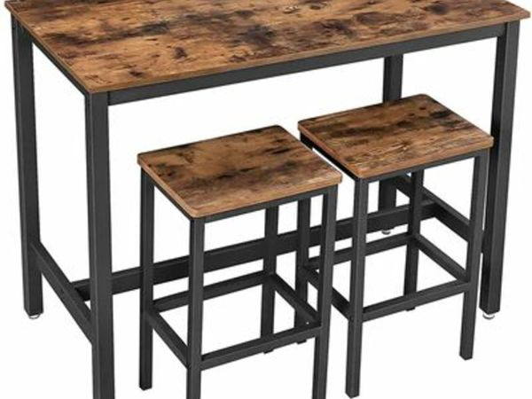 BAR TABLE SET WITH 2 BAR STOOLS KITCHEN COUNTER WITH BAR CHAIRS KITCHEN TABLE AND KITCHEN CHAIRS INDUSTRIAL DESIGN