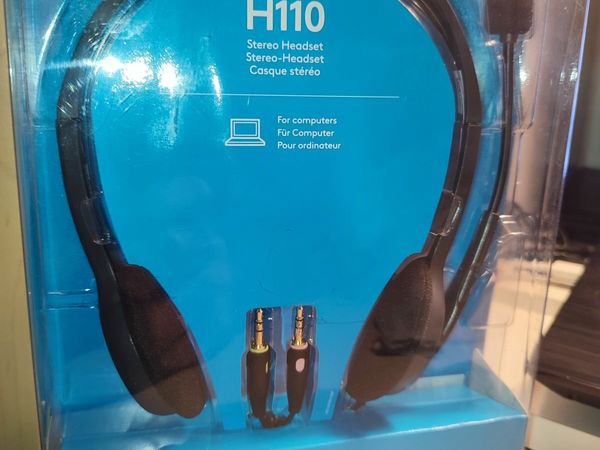 Logitech H110 Wired Headset, Stereo Headphones with Noise-Cancelling Microphone-SEALED