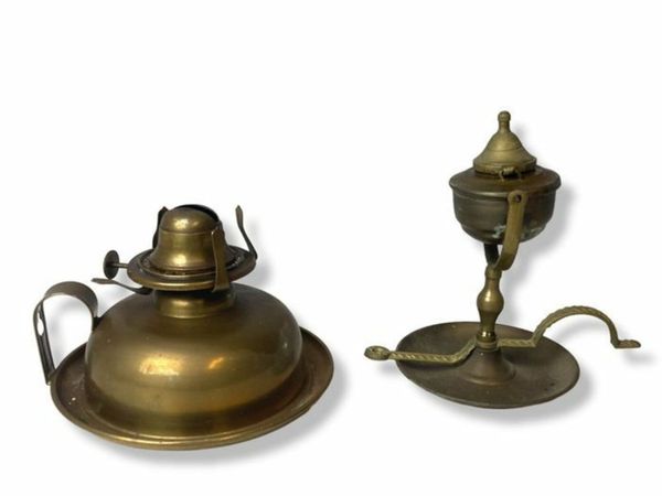 Antique Brass hand held oil lamps