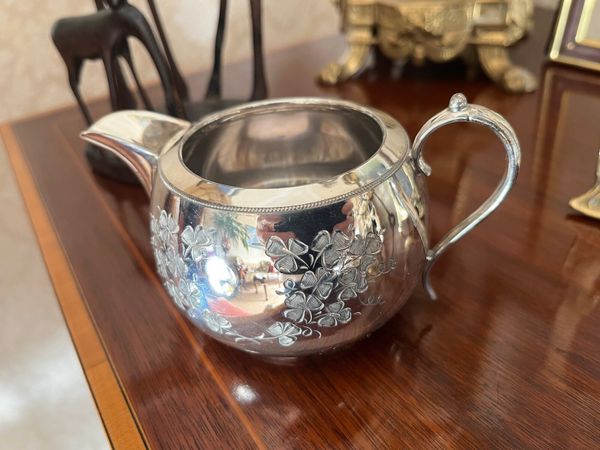 Sheffield Plate Cream Jug with Shamrock Design