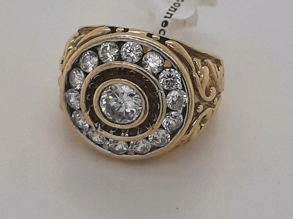 9ct.gold zircon ring 9k