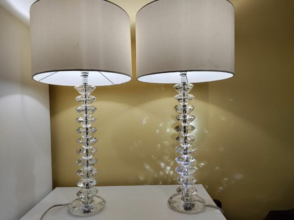 Side table lamps - crystal and silk