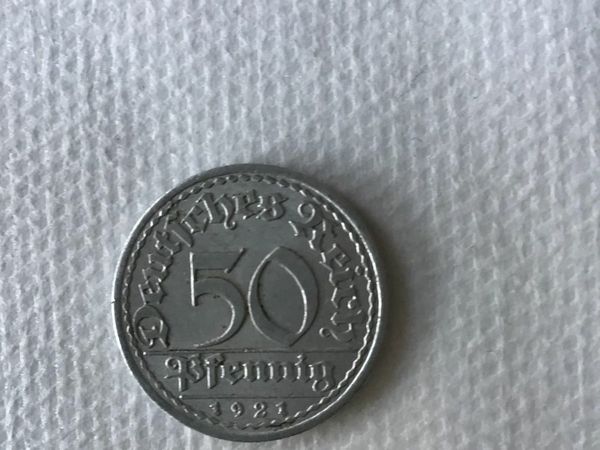 1921 German 50 Pfennig coin