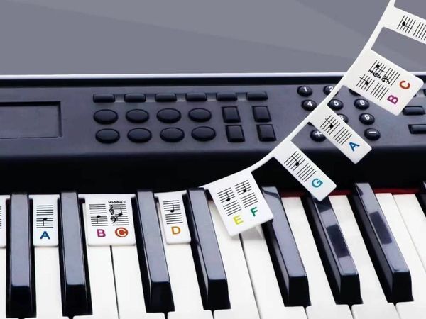 Removable Piano Keyboard Note Labels for 88 Key Full Size Silicone Reusable No Need Stickers Notes Label for Beginners and Kids Comes with Box(mixcolor)