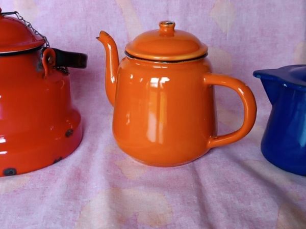 Vintage enamel teapot Lot of 3 Teapots