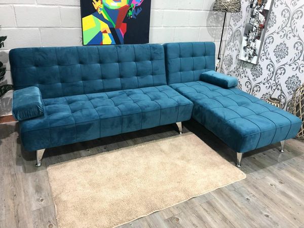Blue sofa bed with left or right corner
