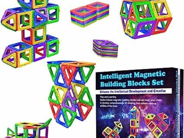 Desire Deluxe Magnetic Building Blocks 40Pc Construction Toys Set for Kids Game | STEM Creativity Educational Magnets Toy Blocks for Boys Girls Age 3 4 5 6 7 Year Old