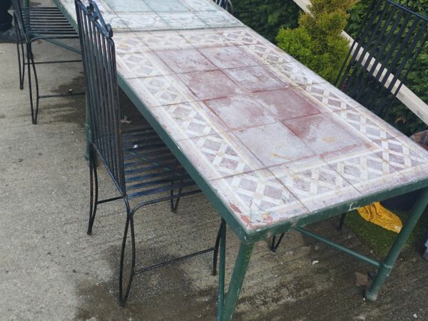 Two tiled garden Tables