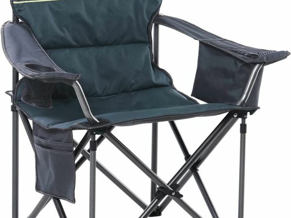 ALPHA CAMP Portable Folding Oversized Camping Chairs with Cup Holder and Cooler Bag