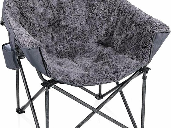 ALPHA CAMP Camping Folding Moon Chair-Support 160kg, Grey