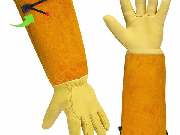 Gardening Gloves Gardening Gifts for Women/ Men - Heavy Duty Gardening Gloves Thorn Proof, Rose Pruning Gloves Gardening Tools Mens Ladies Gardening Gifts Long Gardening Gloves Leather Gauntlet Gloves