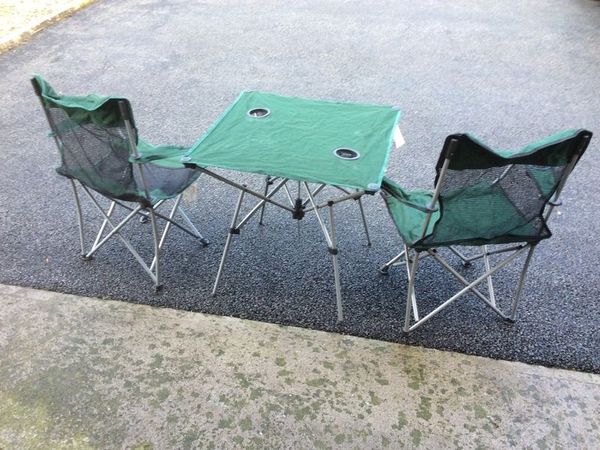 Picnic set of 2 collapsible chairs and table.