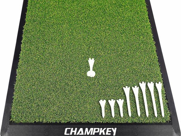 Premium Synthetic Turf Golf Hitting Mat | Heavy Duty Rubber Base Golf Practice Mat | Come with 1 Rubber Tee and 9 Plastic Tees