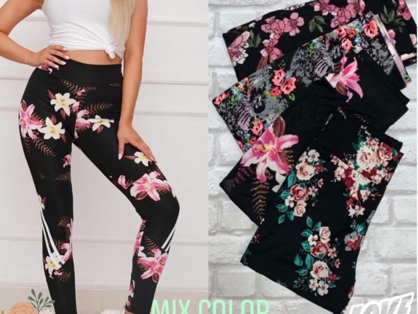 Leggins Women's Pants With colorful flowers