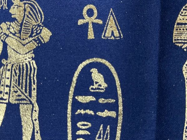 Egyptian Scarf. Large. Royal Blue. Hieroglyphic