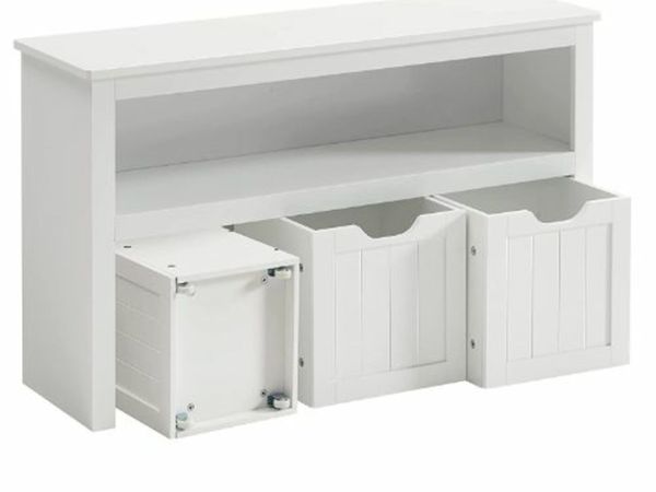 STORAGE CABINET, STORAGE BOX WITH WHEELS, TOY SHELF, SIDE CABINET, FOR LIVING ROOM, BEDROOM, CHILDREN'S ROOM, WHITE