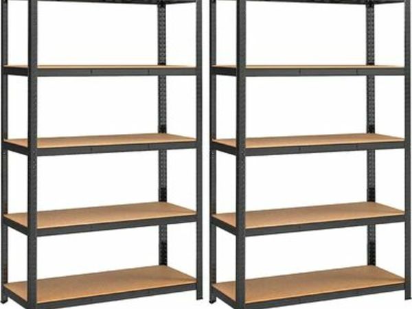 HEAVY-DUTY SHELVING, SET OF 2, CELLAR SHELVING, STORAGE SHELVING, 60 X 120 X 200 CM, PLUG-IN SHELVING, EACH WITH A LOAD CAPACITY OF UP TO 875 KG AND 5 ADJUSTABLE SHELVES