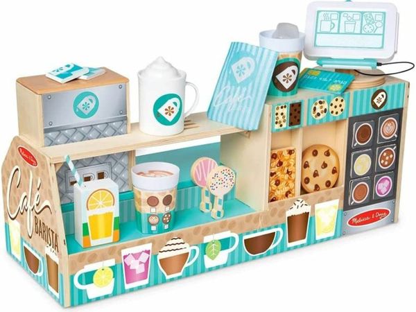 Melissa & Doug Wooden Toy Café Barista Coffee Shop | Wooden Toy for Kids | Role Play | Montessori Toy | 3+ | Gift for Boys or Girl